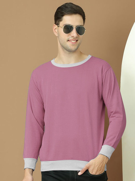 Upgrade Fleece Funky Style Sweatshirt For Men-Pink with Grey-BE2510