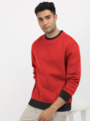 Upgrage Fashion Terry Fleece Funky Style Sweatshirt For Men-Dark Flourescent Orange with Black-BE2347