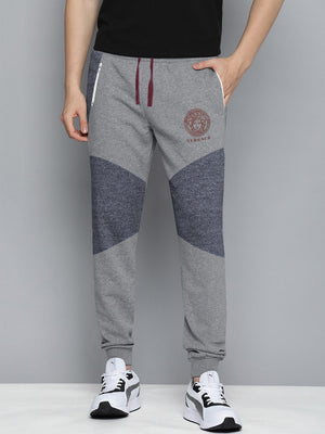 VERSACE Terry Fleece Jogger Sweatpant For Men-Grey Melange with Melange Panel-BE2713