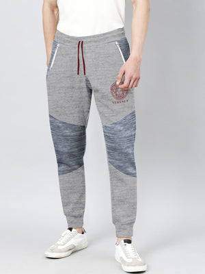 VERSACE Terry Fleece Jogger Sweatpant For Men-Grey Melange with Melnage Panel-BE2710