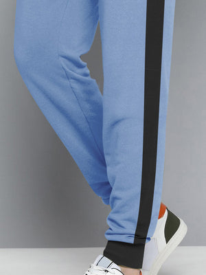 VERSACE Terry Fleece Jogger Sweatpant For Men-Light Blue with Black Panel-BE2703