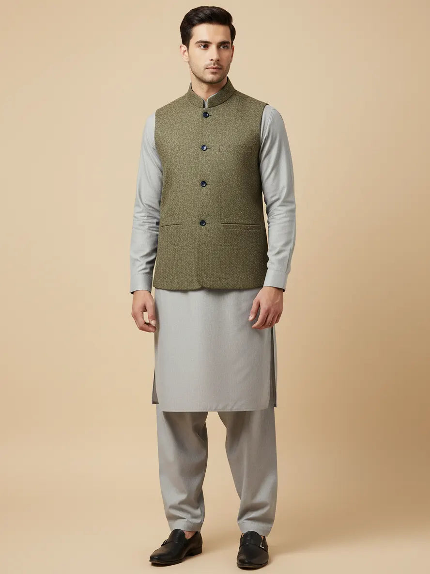Men’s Premium Tweed Waistcoat Grey Melange-WC11