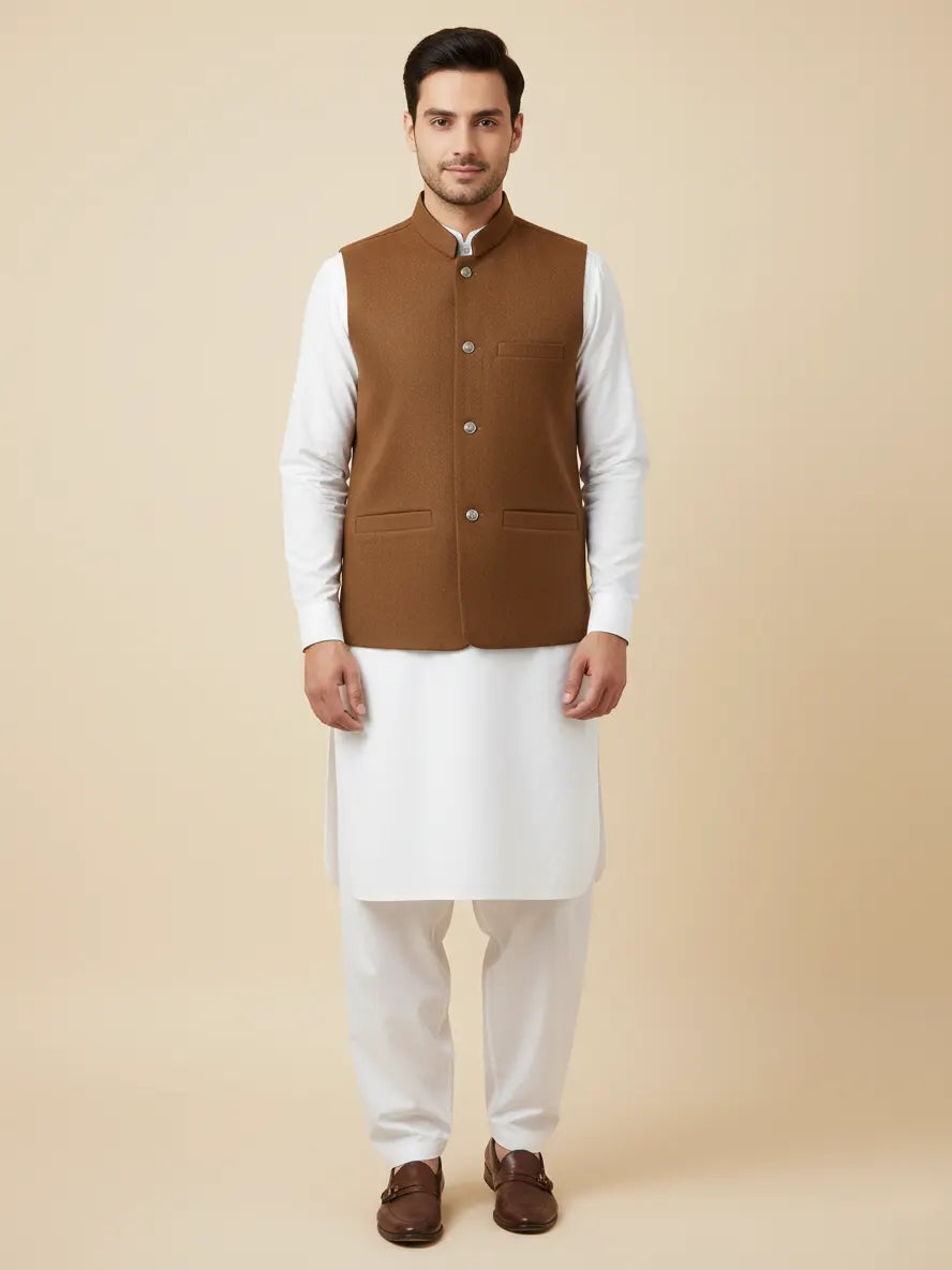 Men’s Premium Wool Waistcoat Brown-WC06