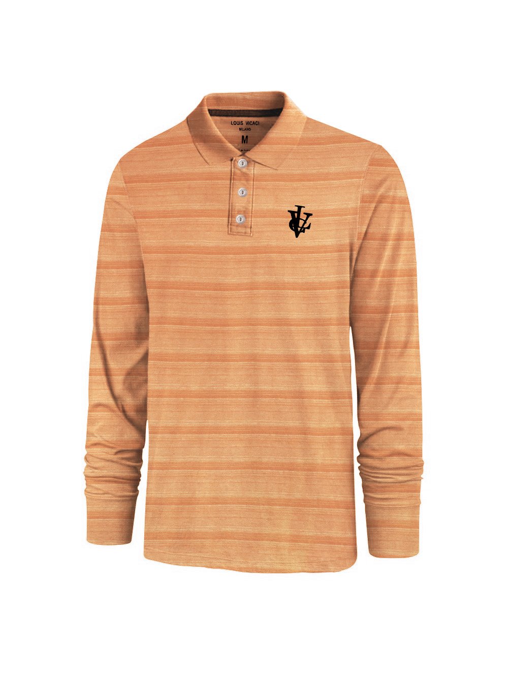 Louis Vicaci Long Sleeve Polo For Men-Orange with Lining-BR905