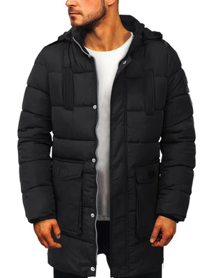 Premium Imported Parachute Long Puffer Jacket-Black-BR14335