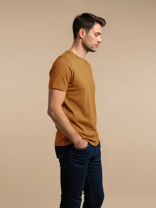 47 Lycra Summer T Shirt For Men-Light Camel-BE3210/BR15658