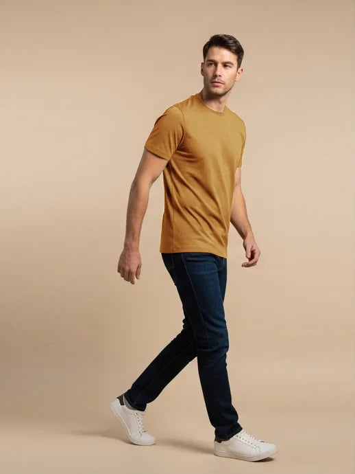 47 Lycra Summer T Shirt For Men-Light Camel-BE3210/BR15658