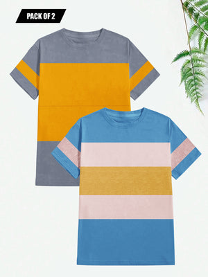 Pack Of 2 Panel Style T Shirt For Men