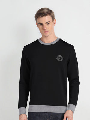 ZARA Fleece Funky Style Sweatshirt For Men-Black with Grey-BE2377