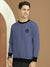 ZARA Fleece Funky Style Sweatshirt For Men-Cornflower Blue with Black-BE2486