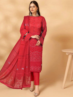 Zamil Bana Dora Embroidered Lawn Unstitched 3 Pcs Suit For Women-BE2988/BR14887