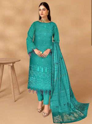 Zamil Bana Dora Embroidered Lawn Unstitched 3 Pcs Suit For Women-BE2989/BR14888