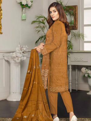 Zamil Bana Dora Embroidered Lawn Unstitched 3 Pcs Suit For Women-BE2990/BR14889