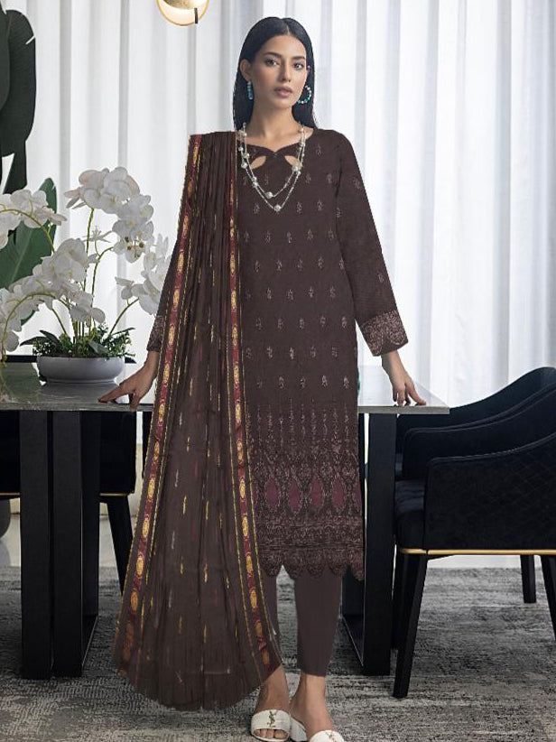 Zimal Bana Dora Embroidered Lawn Unstitched 3 Pcs Suit For Women-BE3019/BR14918