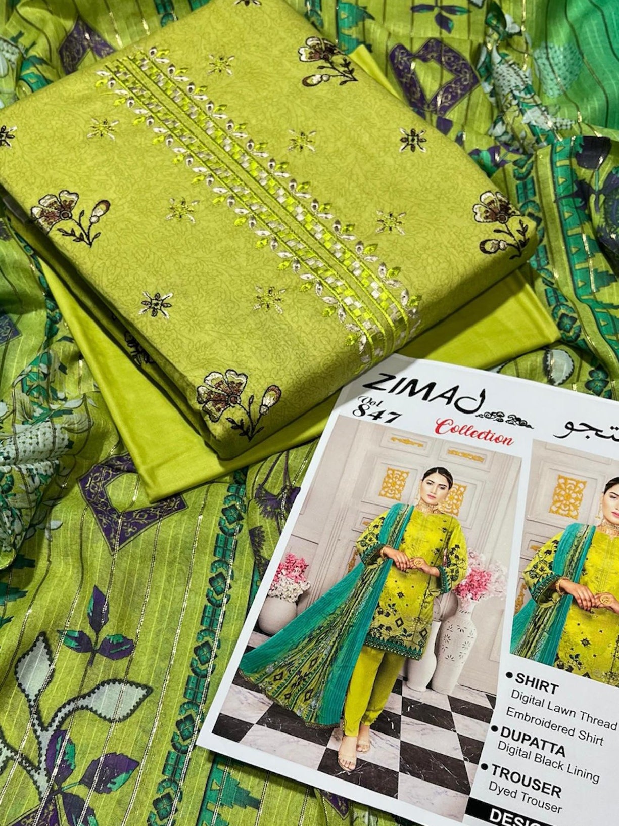 Zimal Emboidered & Printed Airjet Lawn Unstitched 3 Pcs Suit For Women-BE3003/BR14902