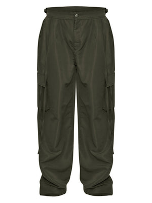 Lightweight Parachute Shell Low Rise Cargo's Jogger Trouser For Ladies-Olive-SP3328