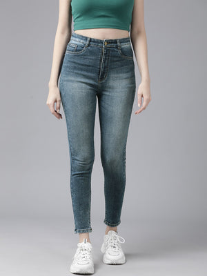 Camaieu Slim Fit Non Stretch Denim For Ladies-Blue Faded-SP2653