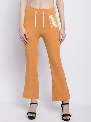 Next Terry Fleece Bell Bottom Trouser For Ladies Orange Melange-BE2205