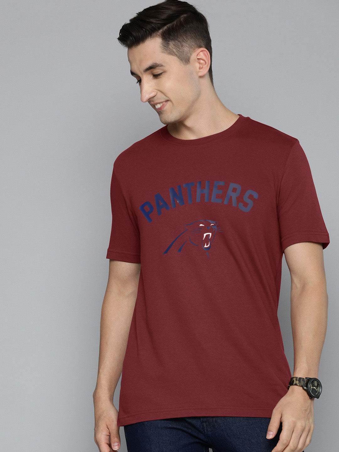 47 Single Jersey Crew Neck Tee Shirt For Men-Maroon with Print-SP1657