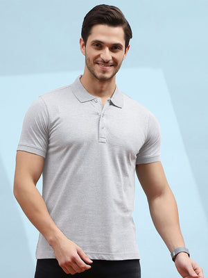 PYPR Summer Solid Polo Shirt For Men-Grey-BE1592/BR13823