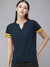 Majestic V Neck Half Sleeve Tee Shirt For Ladies-Navy Melange-SP3105