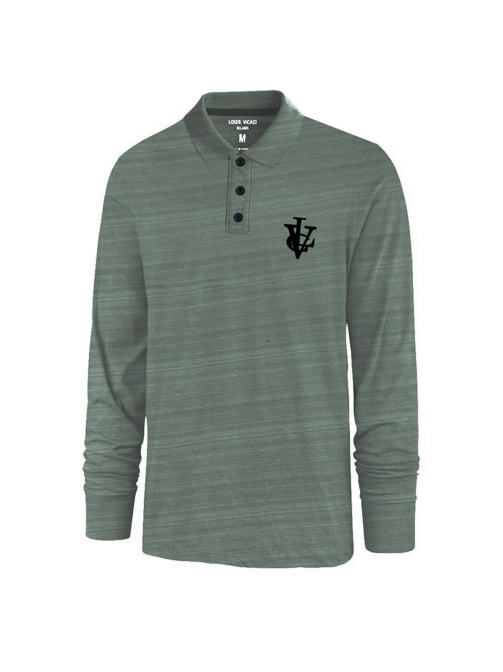Louis Vicaci Long Sleeve Polo For Men-Green with Linning-BE15064