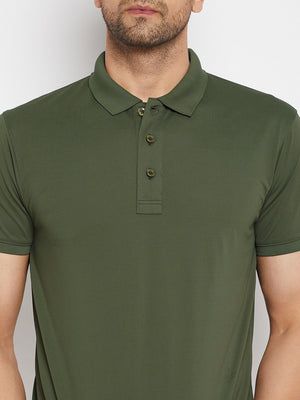 PYPR Summer Solid Polo Shirt For Men-Olive Green-BE1595