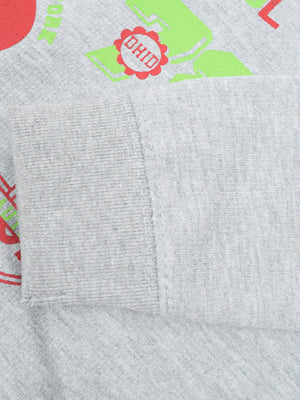 Baby Club Fleece Sweatshirt For Kids-Grey Melange with Print-BE2149