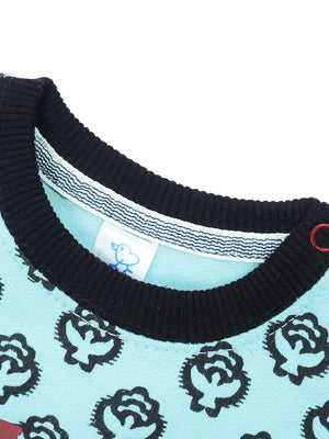 baby Club Fleece Sweatshirt For Kids-Light Sea Green with Allover Print-SP147