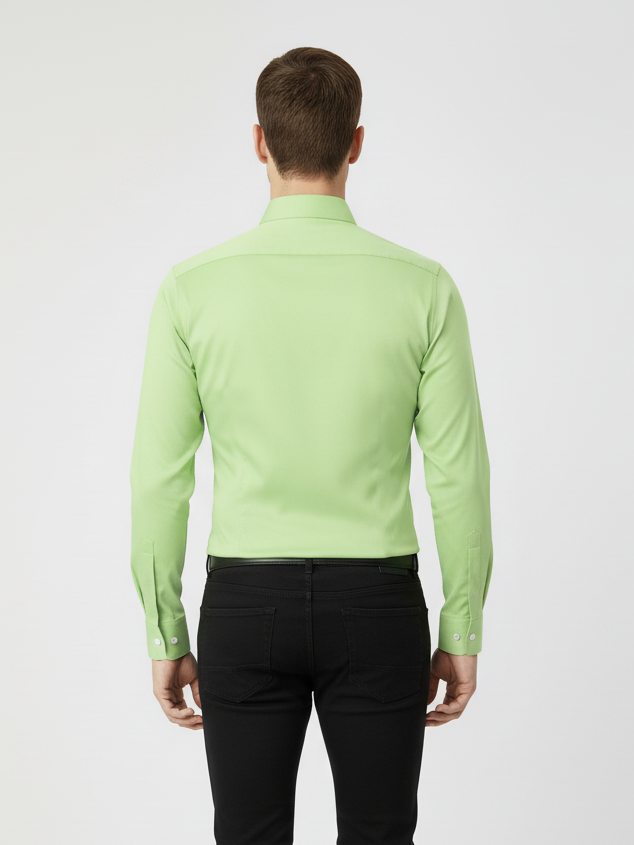Rawgear 4 Side Lycra Slim Fit Long Sleeve Casual Shirt For Men-Lime Green-RG05