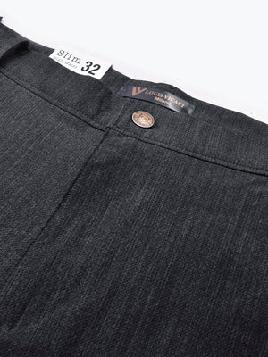 Louis Vicaci Super Stretchy Slim Fit Interlock Denim Pent For Men-Dark Grey Melange-BR404