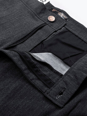 Louis Vicaci Super Stretchy Slim Fit Interlock Denim Pent For Men-Dark Grey Melange-BR404