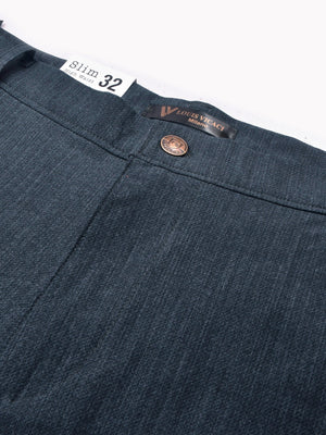 Louis Vicaci Super Stretchy Slim Fit Interlock Pent For Men-Slate Blue Melange-BR407