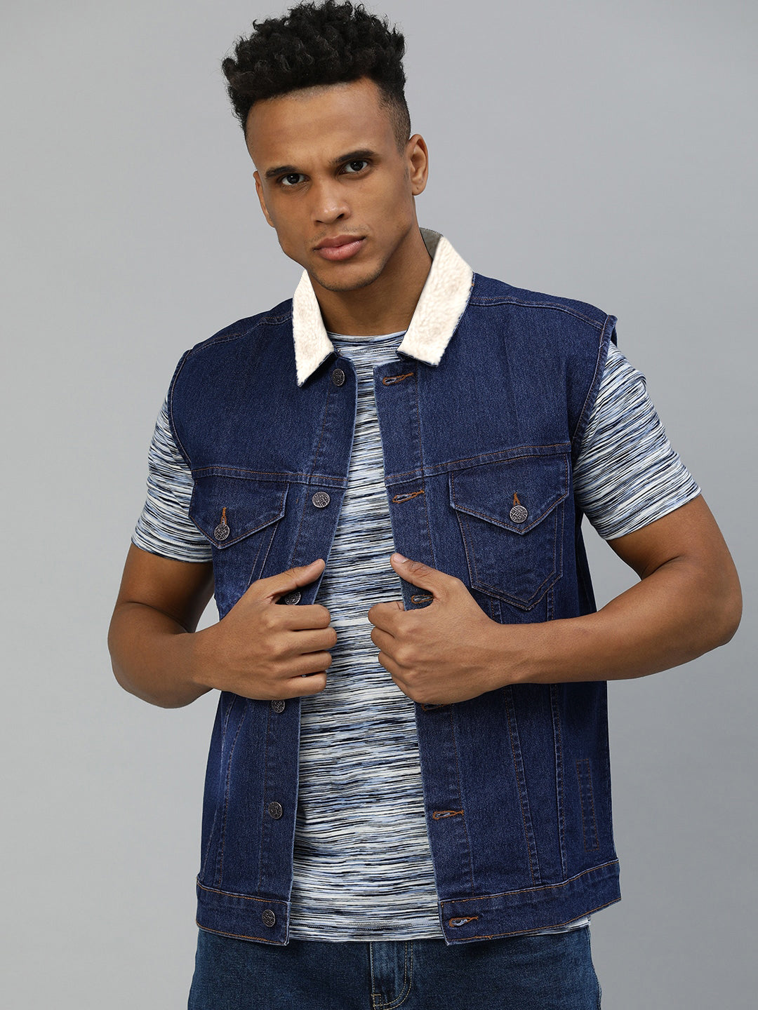 Jacket Men Sleeveless Denim Jacket With Hood New Fashion Men's