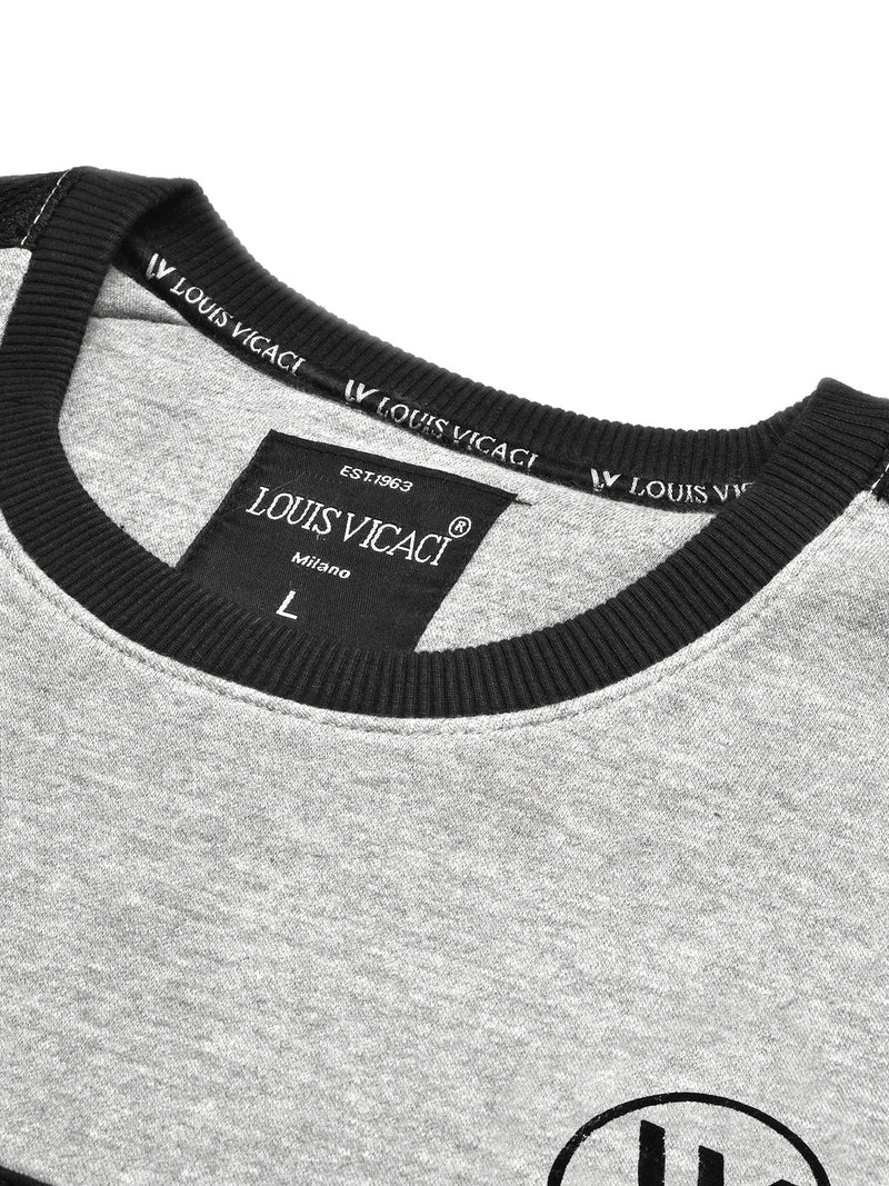 Louis Vicaci Fleece Sweatshirt For Men-Black with Gey Melange-BR833