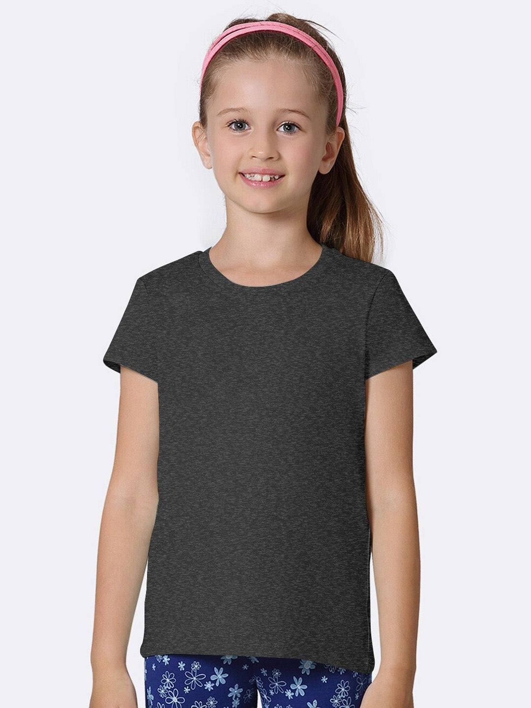 Knight Wear Crew Neck T Shirt For-Girls-Charcoal-SP3100