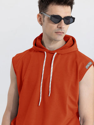 Nyc Polo Terry Fleece Sleeveless Pullover Hoodie For Men-Orange-SP1328
