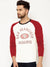 47 Raglan Sleeve Crew Neck Tee Shirt For Men-Off White & Red with Print-SP2111