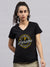 47 V Neck T Shirt For Women-Black with Print-SP3066