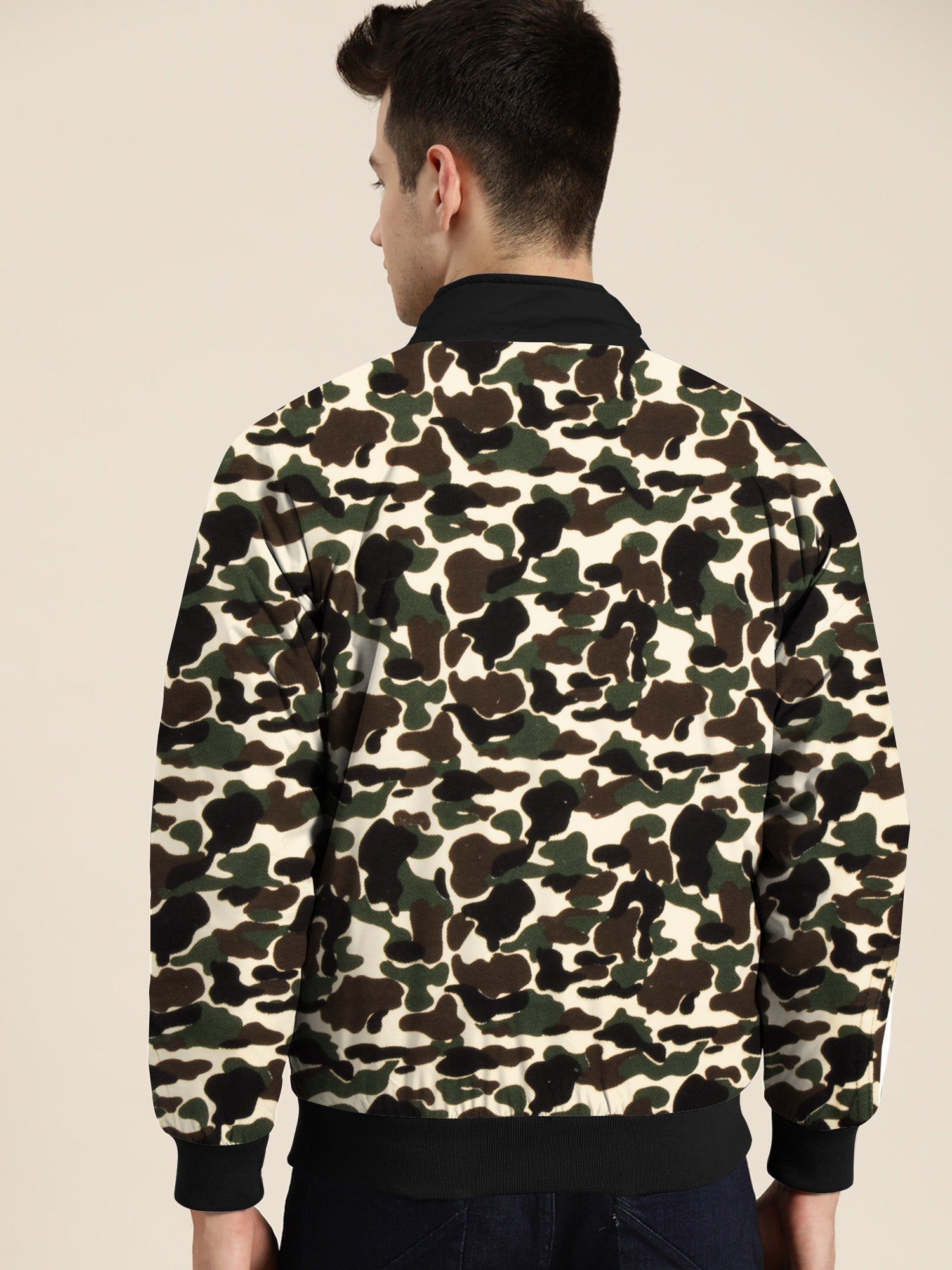 Louis Vicaci Fur Zipper Mock Neck Jacket For Men-Camouflage-SP175/RT2107