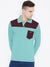 Louis Vicaci Long Sleeve Polo For Men-Cyan Green with Maroon-BE64/BR892