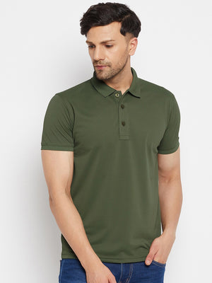 PYPR Summer Solid Polo Shirt For Men-Olive Green-BE1595