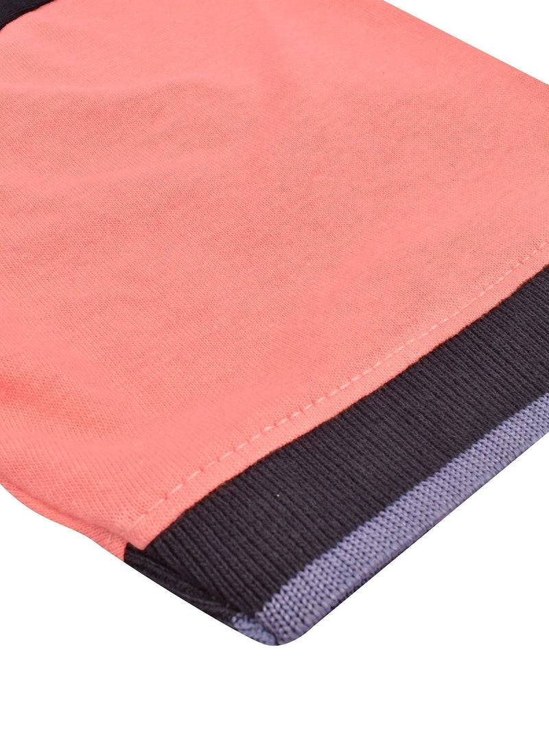 Champion Single Jersey Polo Shirt For Kids-Charcoal Melange with Peach & Navy Panels-BE934/BR13181