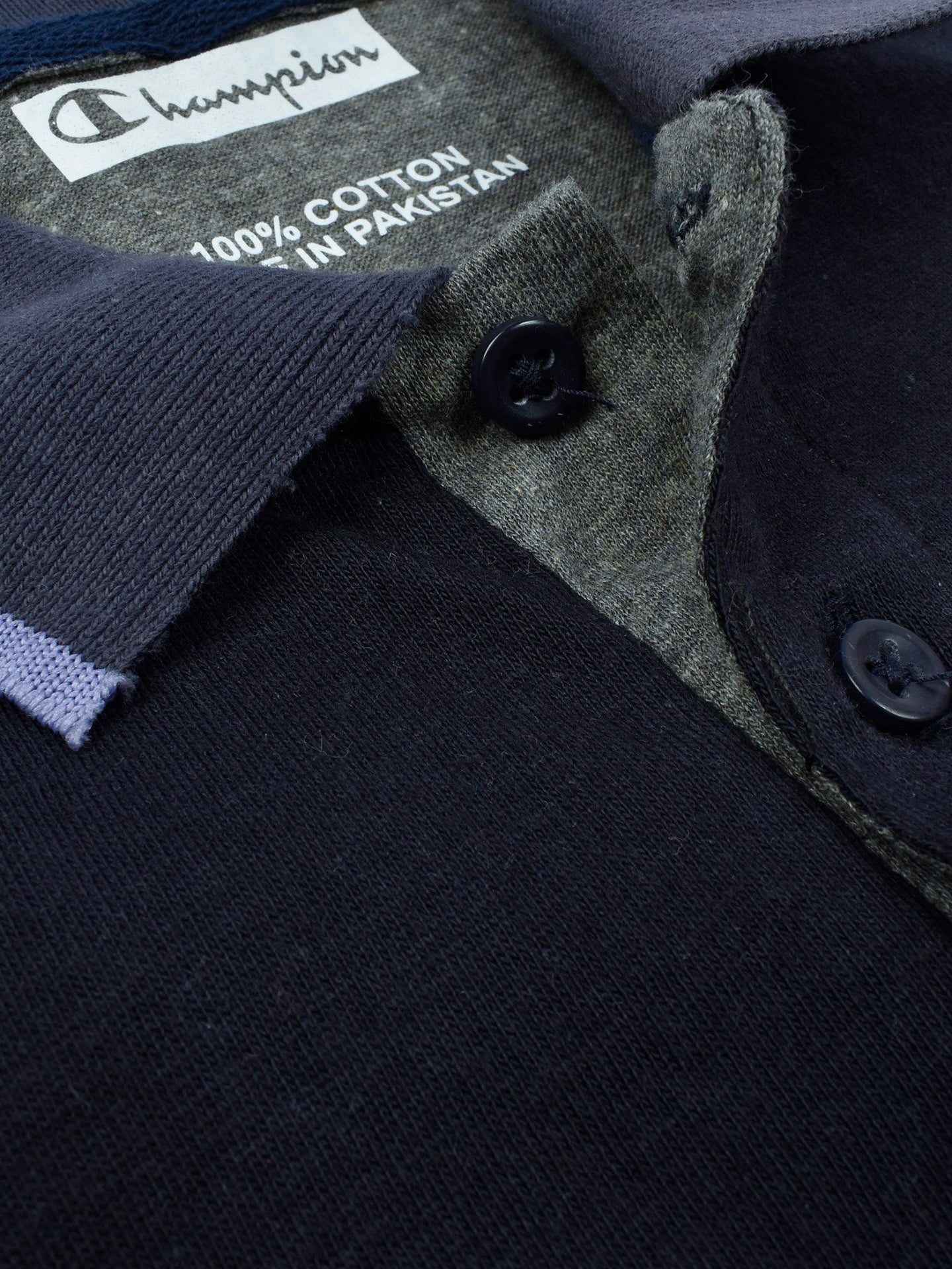 Champion Single Jersey Polo Shirt For Kids-Charcoal Melange with Peach & Navy Panels-BE934/BR13181