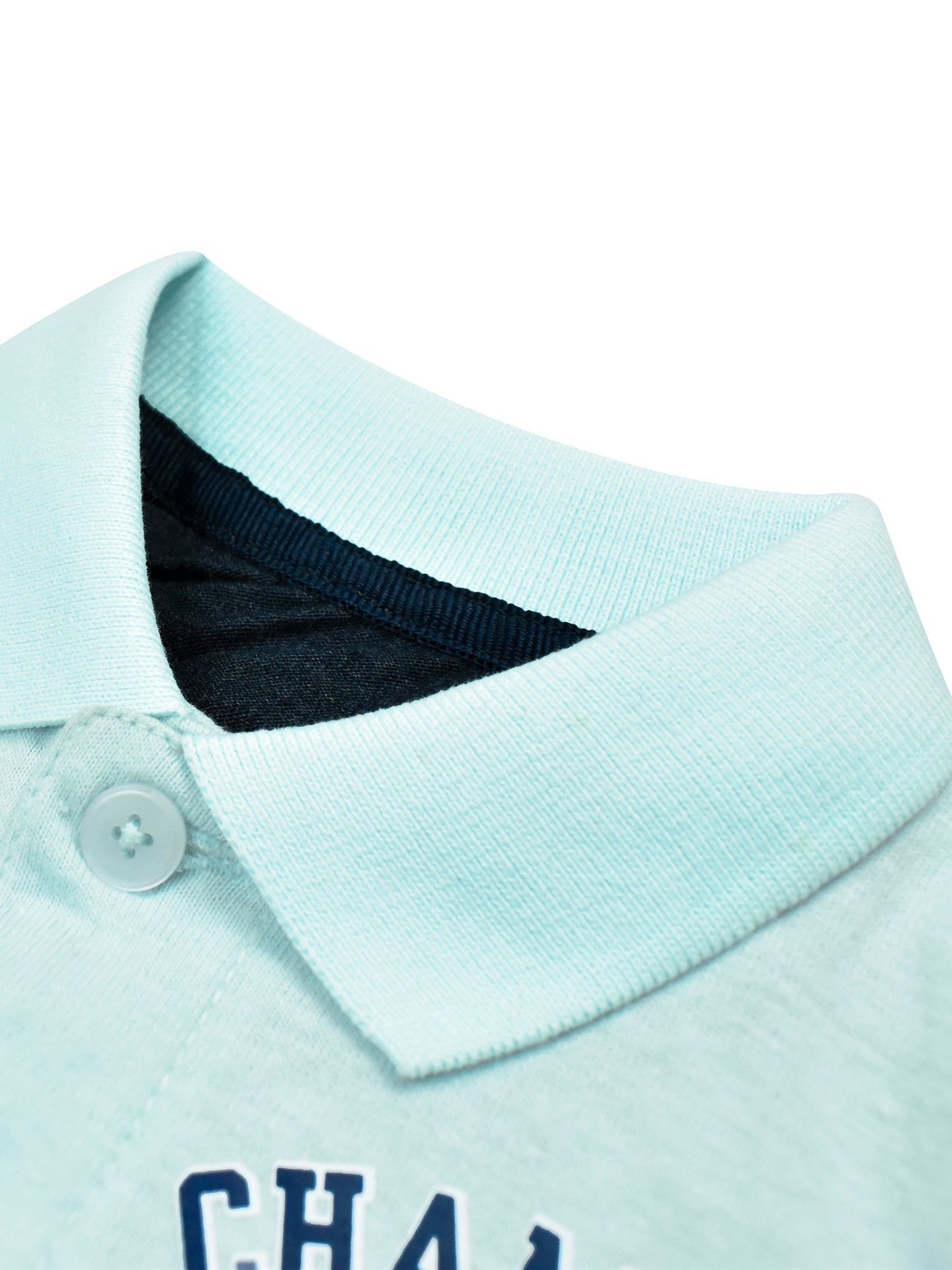 Champion Single Jersey Polo Shirt For Kids-Light Sea Green & Red with Navy Melange Panels-SP1680/RT2402