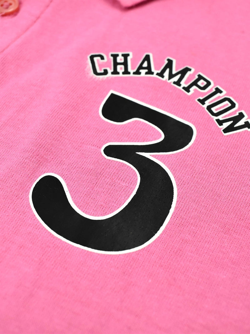 Champion Single Jersey Polo Shirt For Kids-Magenta with Cyan & Black-SP1684/RT2405