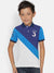 Champion Single Jersey Polo Shirt For Kids-White with Blue & Navy Panels-SP1699/RT2409