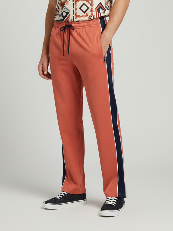 Stylish Regular Fit Single Jersey Summer Trouser For Men-Rust Orange-NST08