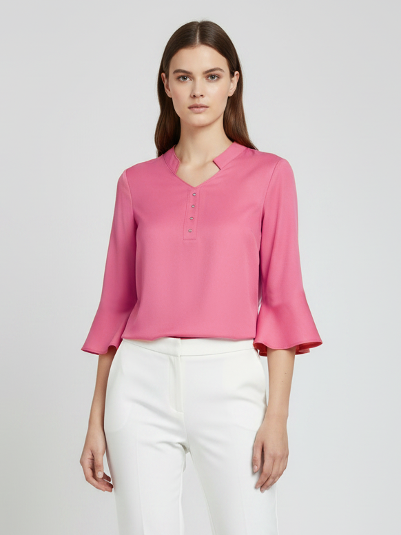 Louis Vicaci Butterfly Sleeve 4 Sided Lycra Ban Top For Ladies-Shine Light Pink-BR716