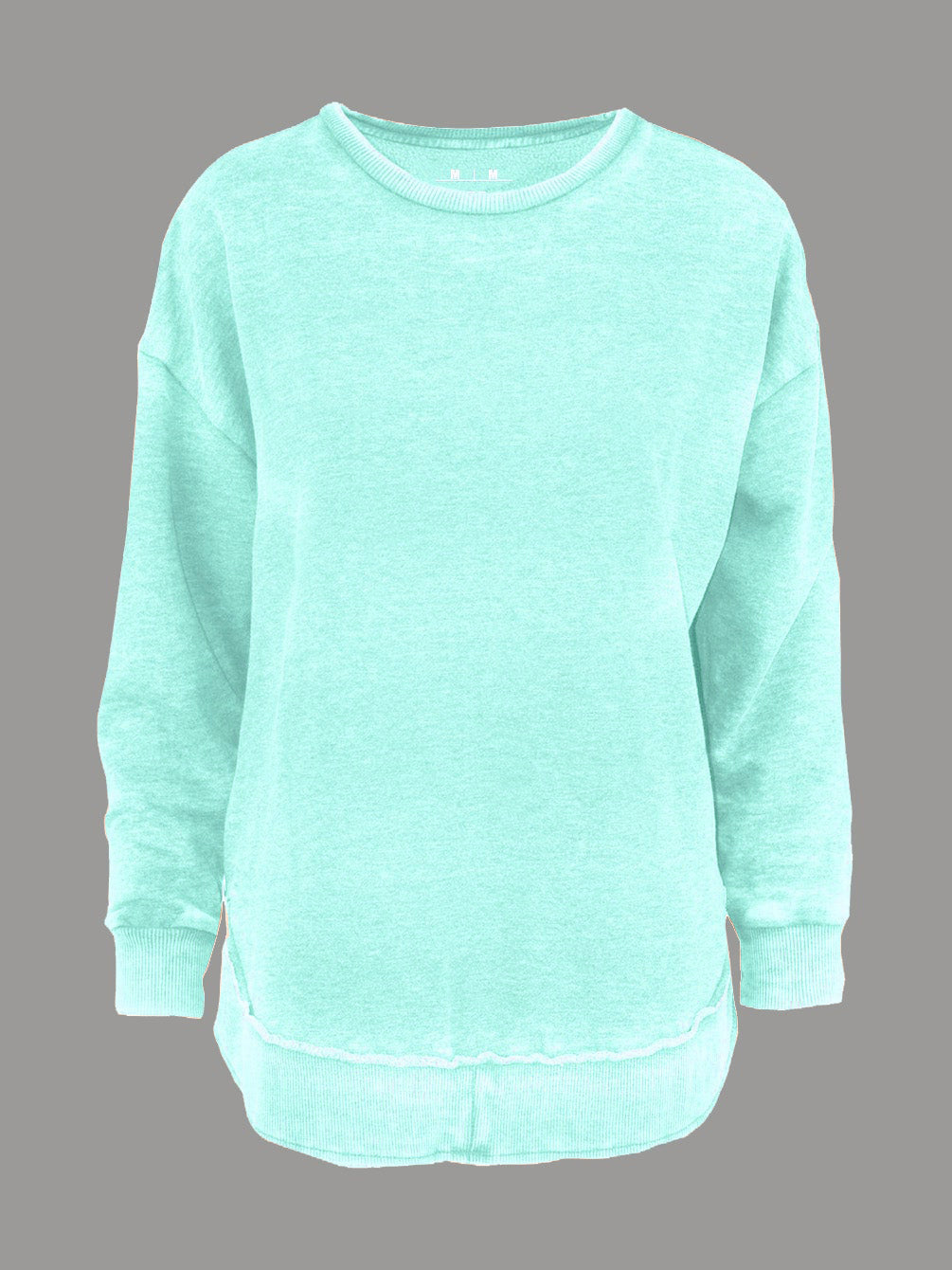 Royce Burnout Faded Fleece Sweatshirt For Ladies-Cyan-SP764